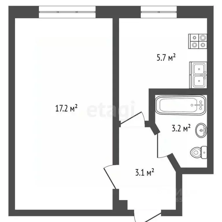 1-к кв. Севастополь ул. Генерала Жидилова, 2 (28.7 м) - Фото 2