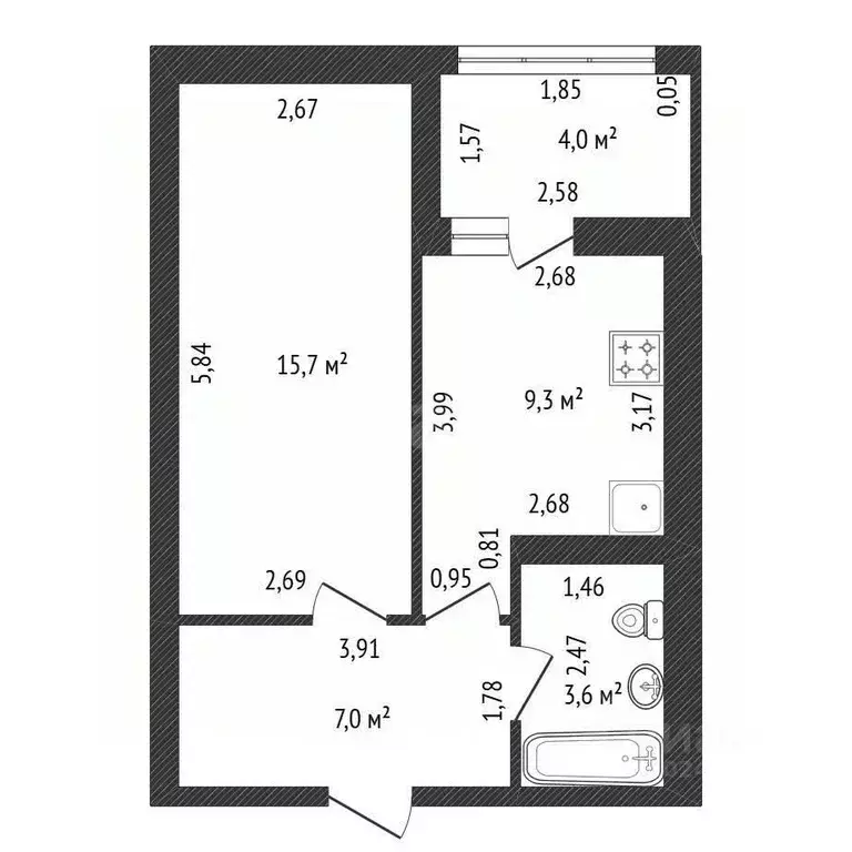 1-к кв. Башкортостан, Уфа ул. Ленина, 162/1 (35.6 м) - Фото 2