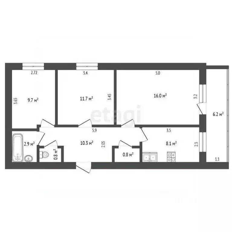 3-к кв. Ростовская область, Ростов-на-Дону Алмазная ул., 8 (60.3 м) - Фото 1