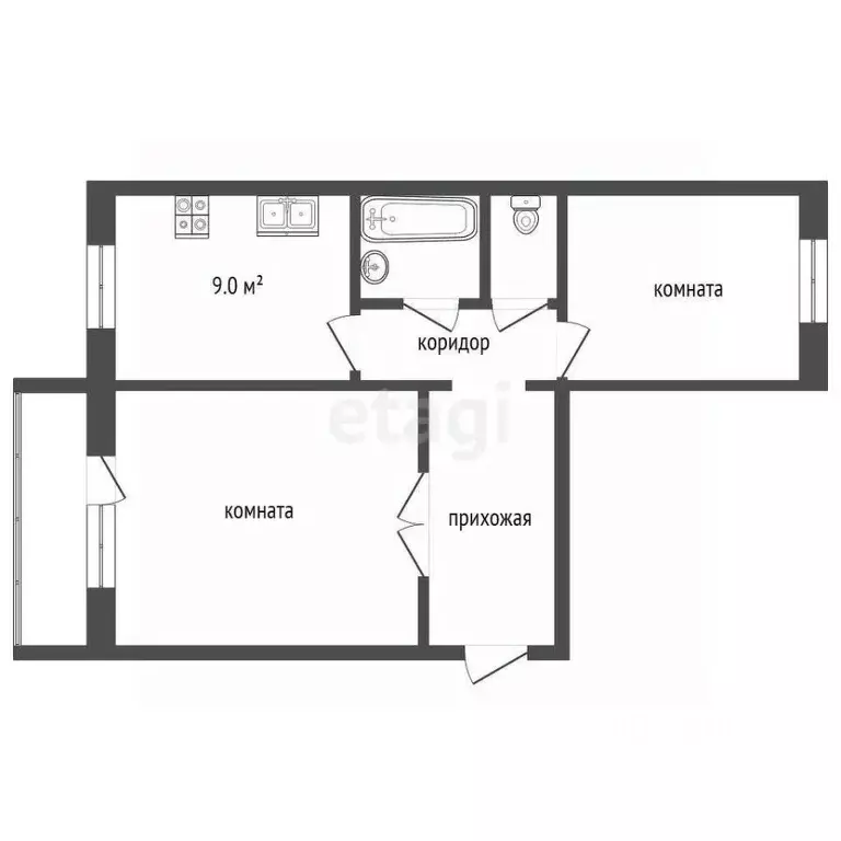 2-к кв. Ярославская область, Ярославль ул. Панина, 54 (49.1 м) - Фото 2