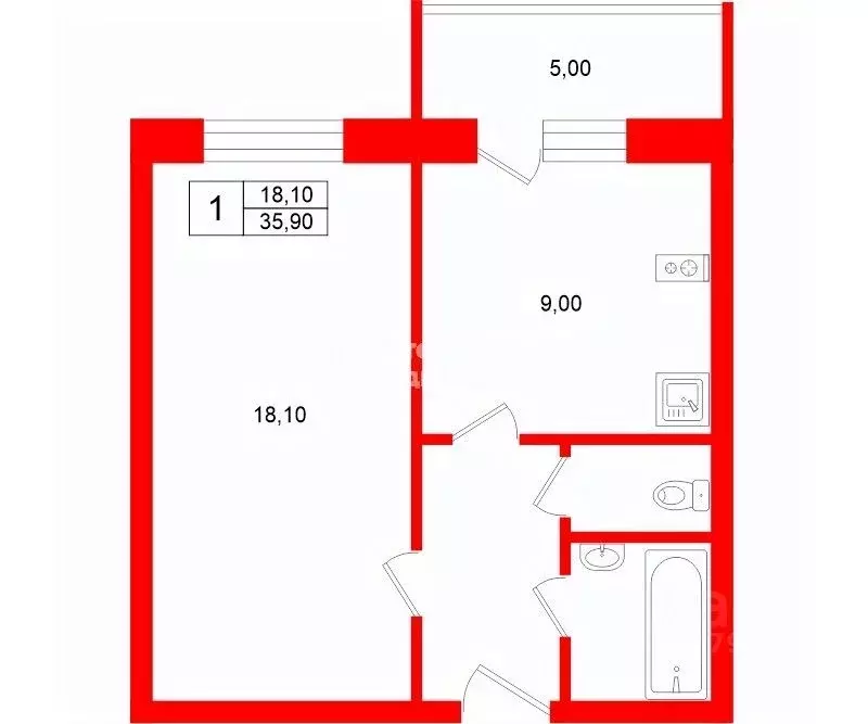 1-к кв. Ленинградская область, Сертолово Всеволожский район, ул. ... - Фото 2