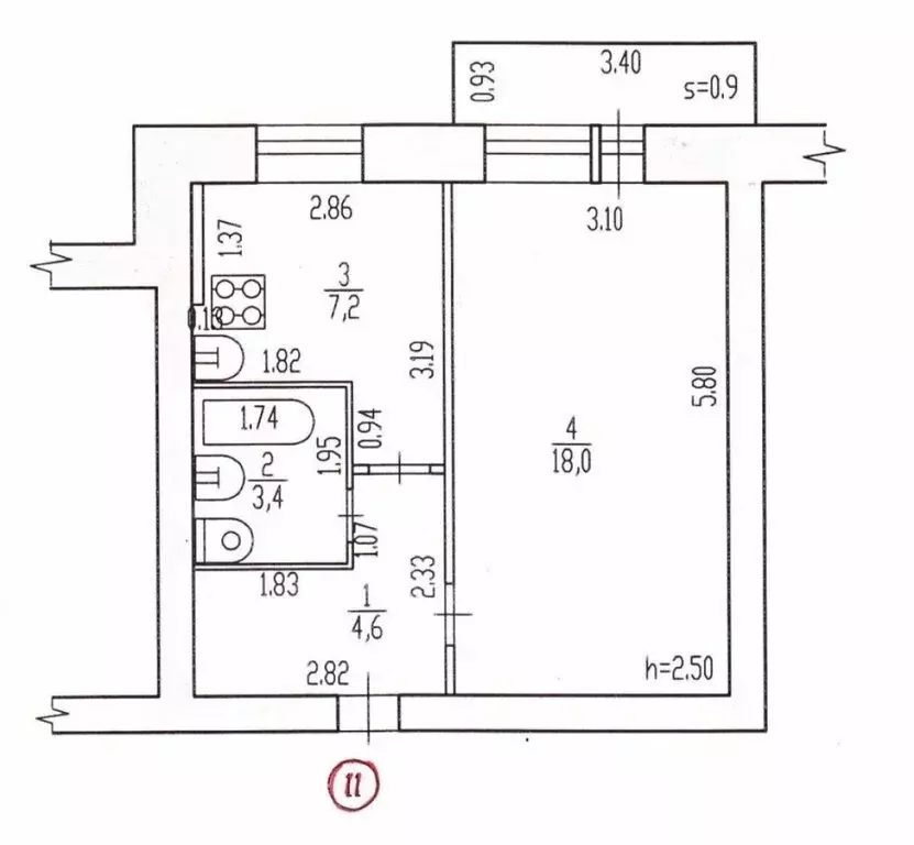 1-комнатная квартира: Жуковка, Футбольная улица, 14 (33.2 м) - Фото 1