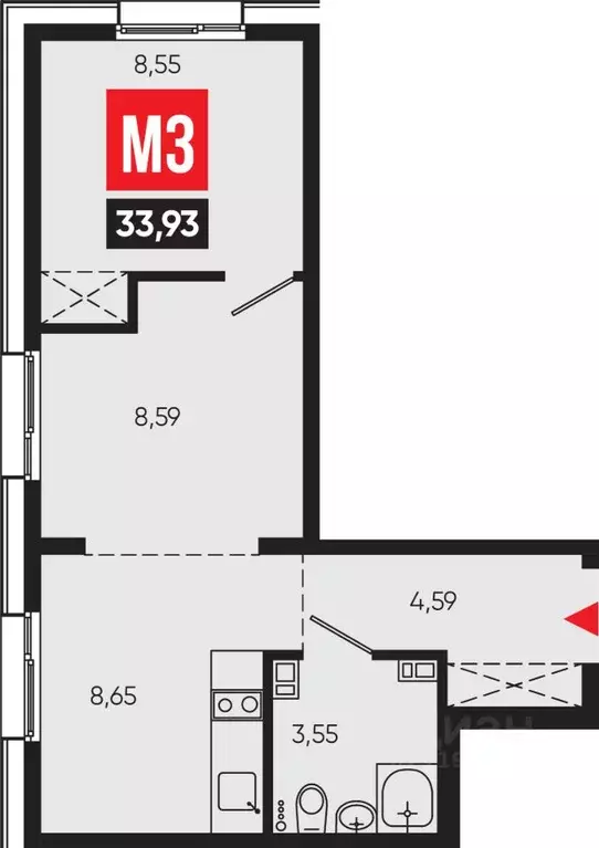 2-к кв. Иркутская область, Иркутск Смартаменты жилой комплекс (33.93 ... - Фото 1