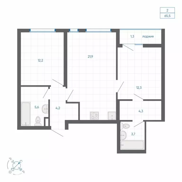 2-комнатная квартира: Екатеринбург, улица Вильгельма де Геннина, 59 ... - Фото 1