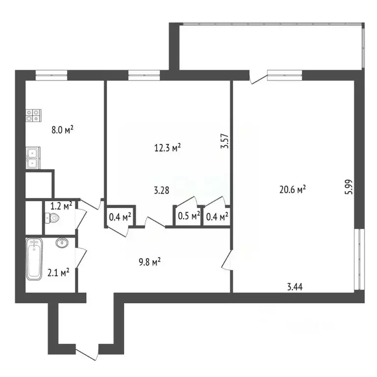 2-к кв. Санкт-Петербург Меншиковский просп., 1 (57.0 м) - Фото 2