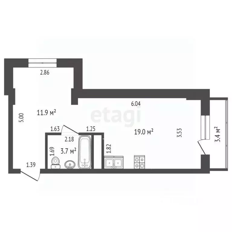 Студия Саха (Якутия), Якутск ул. Кузьмина, 30/2 (38.0 м) - Фото 2