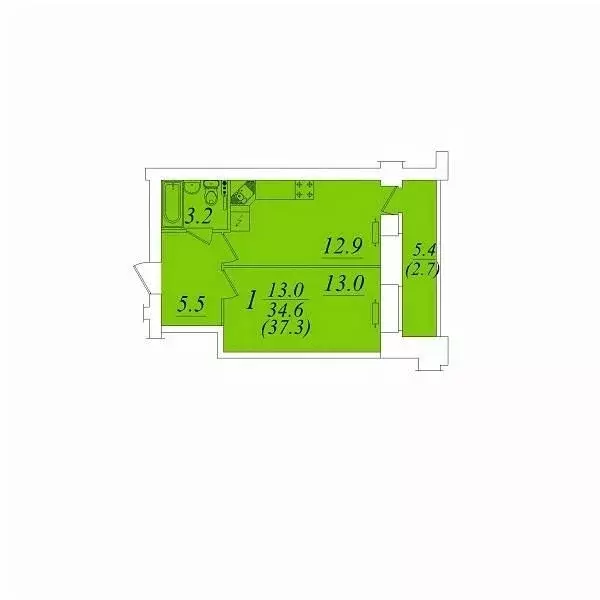 1-к кв. Вологодская область, Вологда  (37.3 м) - Фото 1