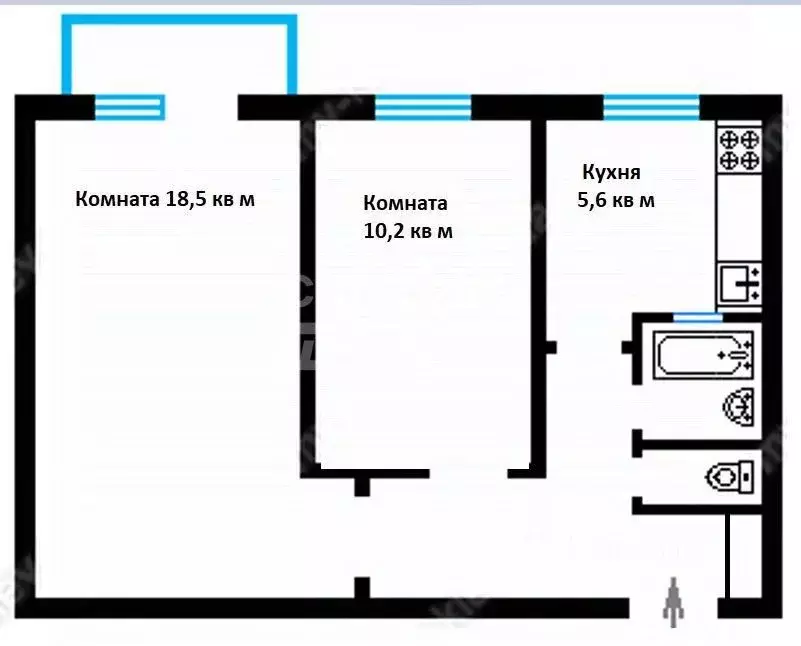 2-к кв. Владимирская область, Владимир Юбилейная ул., 36 (44.4 м) - Фото 1