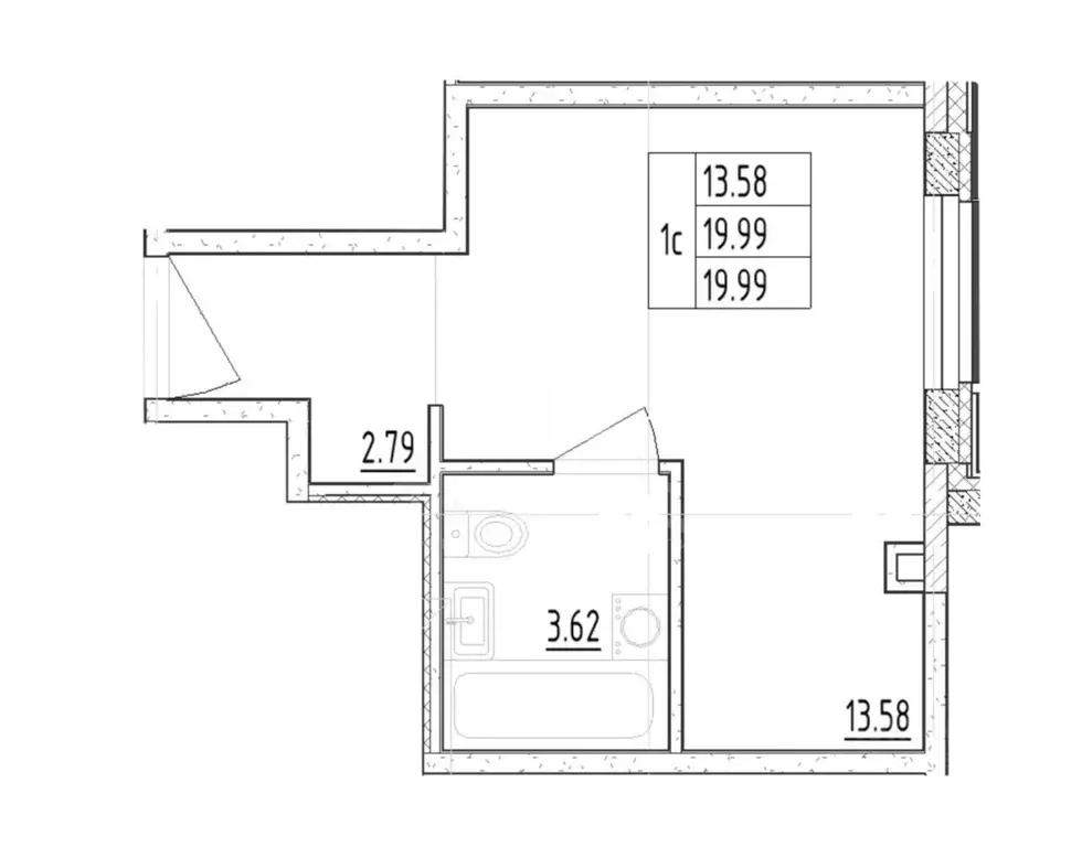 Студия Санкт-Петербург ул. Матроса Железняка, 1А (19.99 м) - Фото 2