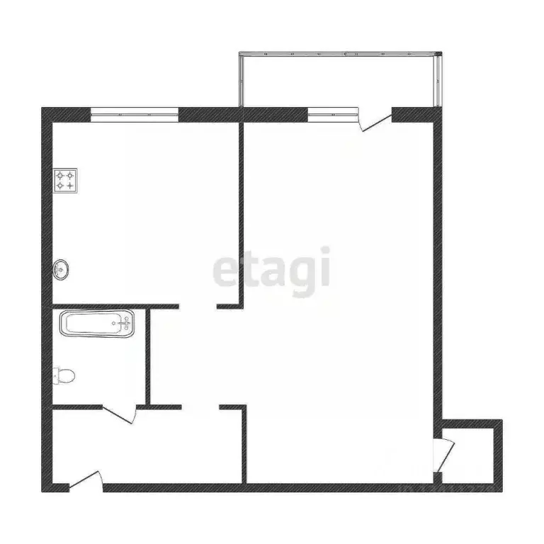 1-к кв. Белгородская область, Белгород Курская ул., 6б (30.5 м) - Фото 2