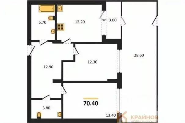 2-к кв. Воронежская область, Воронеж бул. Содружества, 1 (70.4 м) - Фото 0