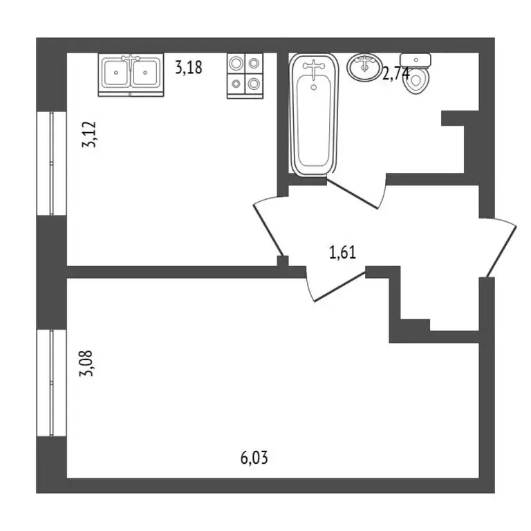 1-комнатная квартира: село Горьковка, Светлая улица, 10к1 (36.2 м) - Фото 0