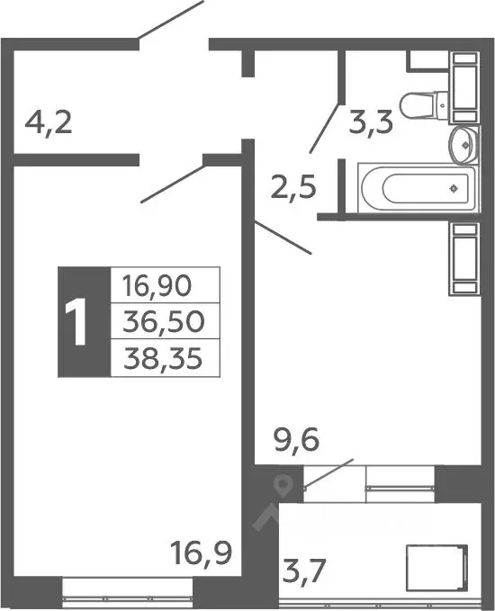 1-к кв. Башкортостан, Уфа Черниковка жилрайон, Калининский-2 мкр, ул. ... - Фото 1