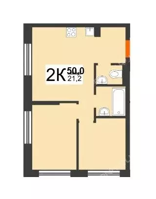 2-комнатная квартира: деревня Утечино, Небесная улица, 1 (50 м) - Фото 1