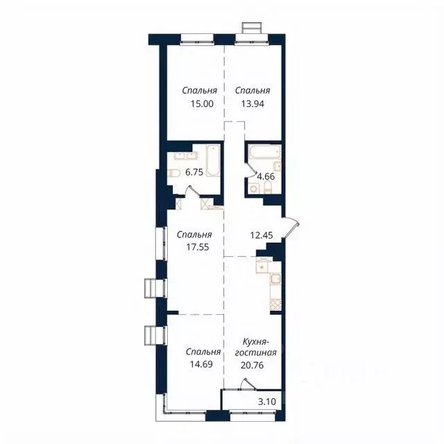 4-к кв. Иркутская область, Иркутск Байкальская ул., 246Б (108.9 м) - Фото 1