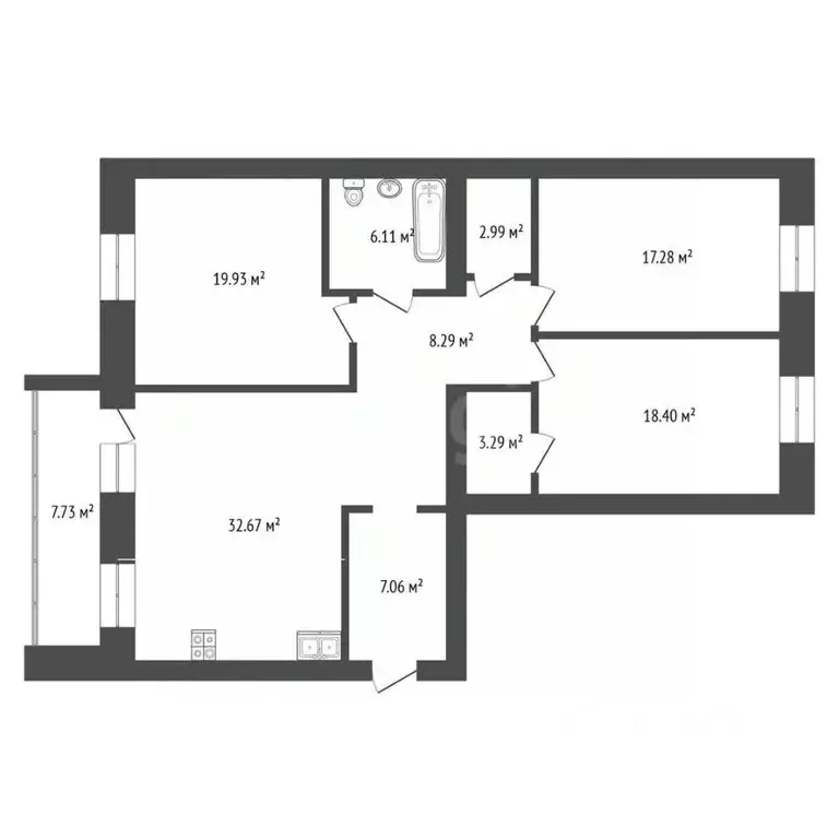 3-к кв. Тюменская область, Тюмень ул. Раушана Абдуллина, 5 (119.9 м) - Фото 2