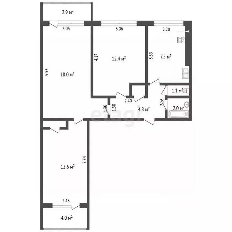 3-к кв. Самарская область, Самара Ташкентская ул., 85 (62.5 м) - Фото 2