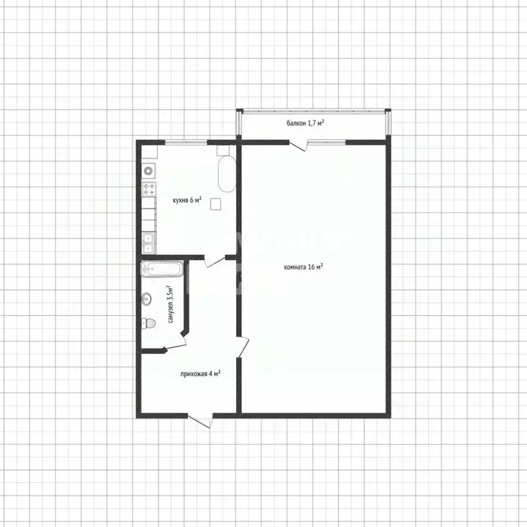 1-к кв. Адыгея, Майкоп ул. Калинина, 214 (30.0 м) - Фото 1