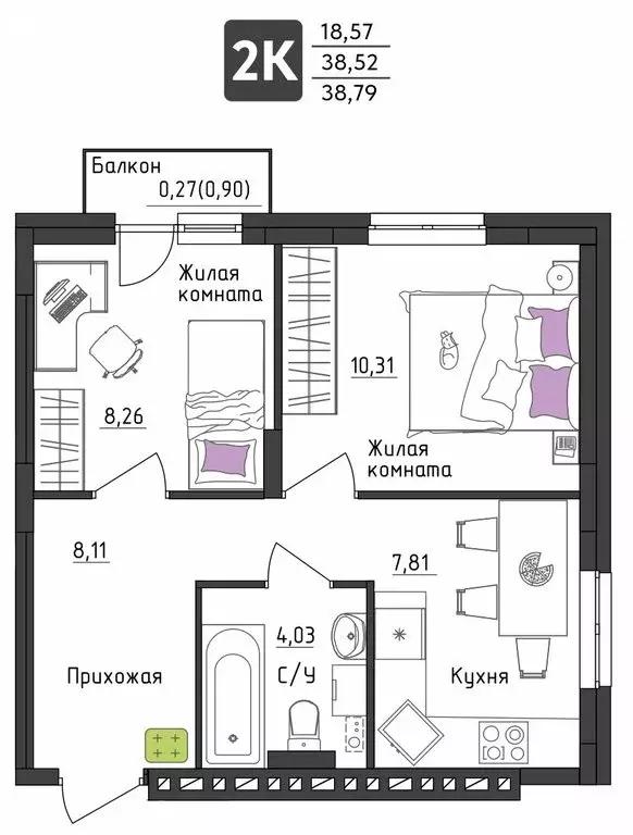 2-комнатная квартира: Пермь, Верхне-Вишерская улица, 40 (38.79 м) - Фото 0