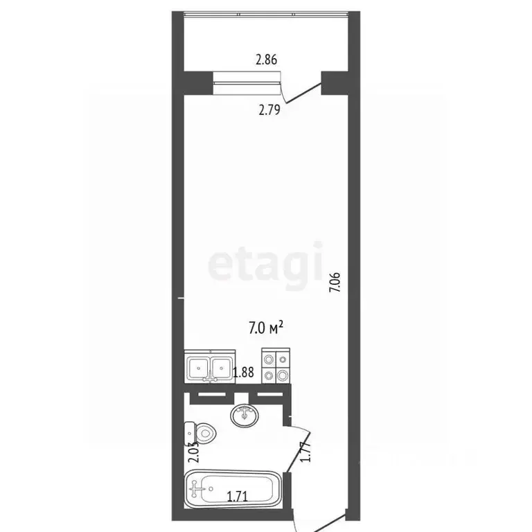 Студия Самарская область, Самара просп. Кирова, 71 (18.9 м) - Фото 1