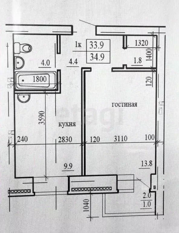 1-к кв. Забайкальский край, Чита ул. Бабушкина, 20 (34.7 м) - Фото 1