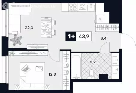 1-комнатная квартира: Москва, Лодочная улица, 27к2 (43.9 м) - Фото 0