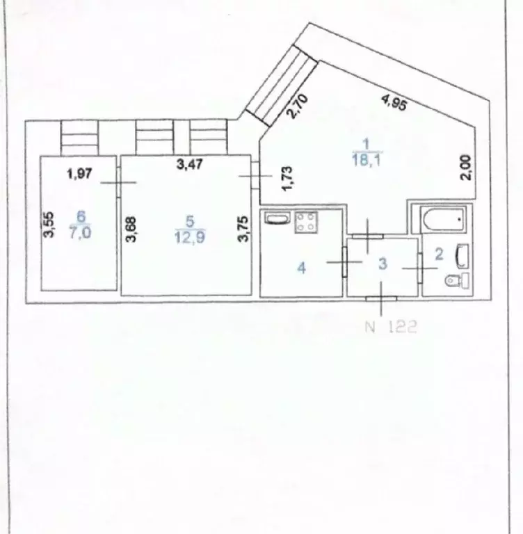 3-к кв. Ханты-Мансийский АО, Сургут Майская ул., 14 (47.9 м) - Фото 1