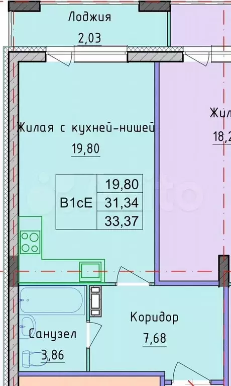 Квартира-студия, 33 м, 6/10 эт. - Фото 0