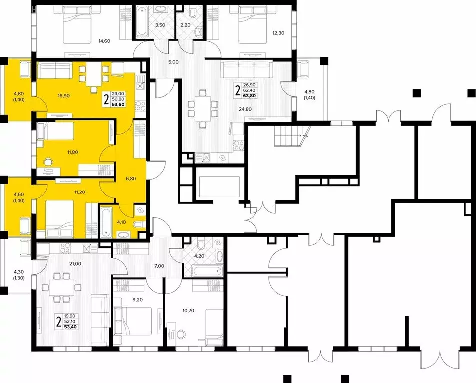 2-комнатная квартира: Сукко, жилой комплекс Кипарис (53.6 м) - Фото 2
