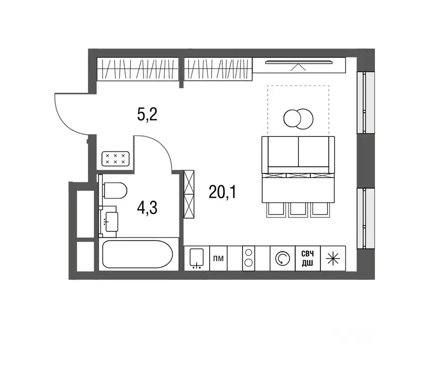 Студия Москва Тагильская ул., 2к1 (29.8 м) - Фото 0