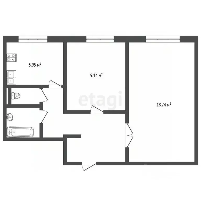 2-к кв. Москва Анадырский проезд, 47К3 (45.0 м) - Фото 2