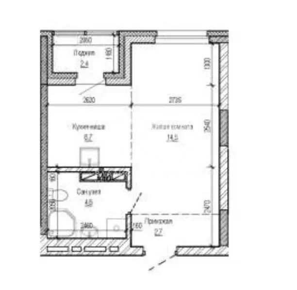 Квартира-студия: Новосибирск, Тайгинская улица, 39/1 (30.9 м) - Фото 1
