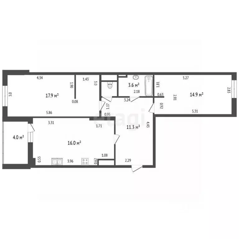2-к кв. Санкт-Петербург ул. Среднерогатская, 20 (65.7 м) - Фото 1