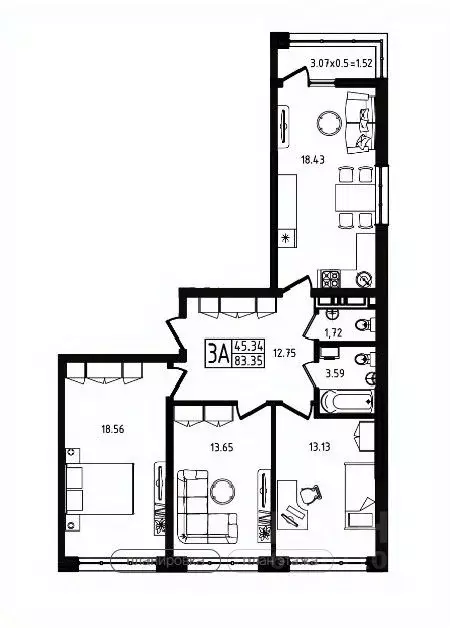3-к кв. Адыгея, Майкоп ул. К.А. Васильева, 1к4 (83.35 м) - Фото 0