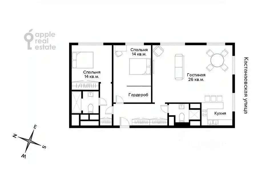 3-к кв. Москва Кастанаевская ул., 66 (72.0 м) - Фото 2