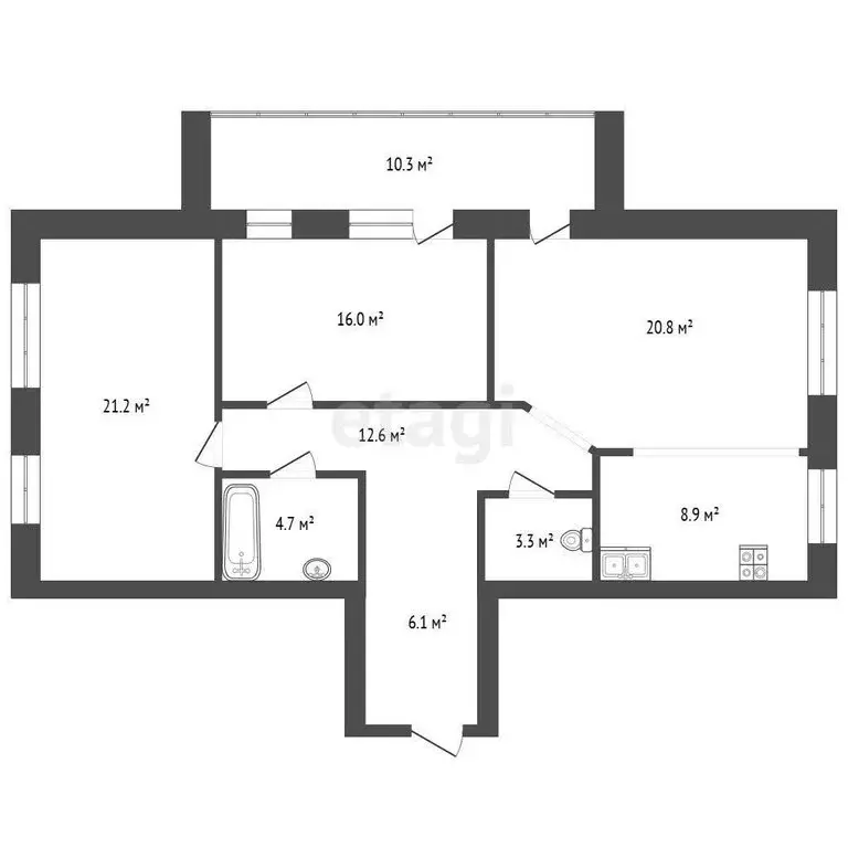 2-комнатная квартира: Тюмень, Полевая улица, 105к5 (94.2 м) - Фото 0