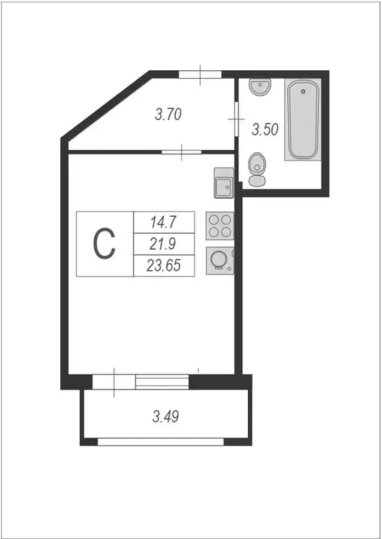 Квартира-студия: Санкт-Петербург, Планерная улица, 87к1 (22 м) - Фото 0