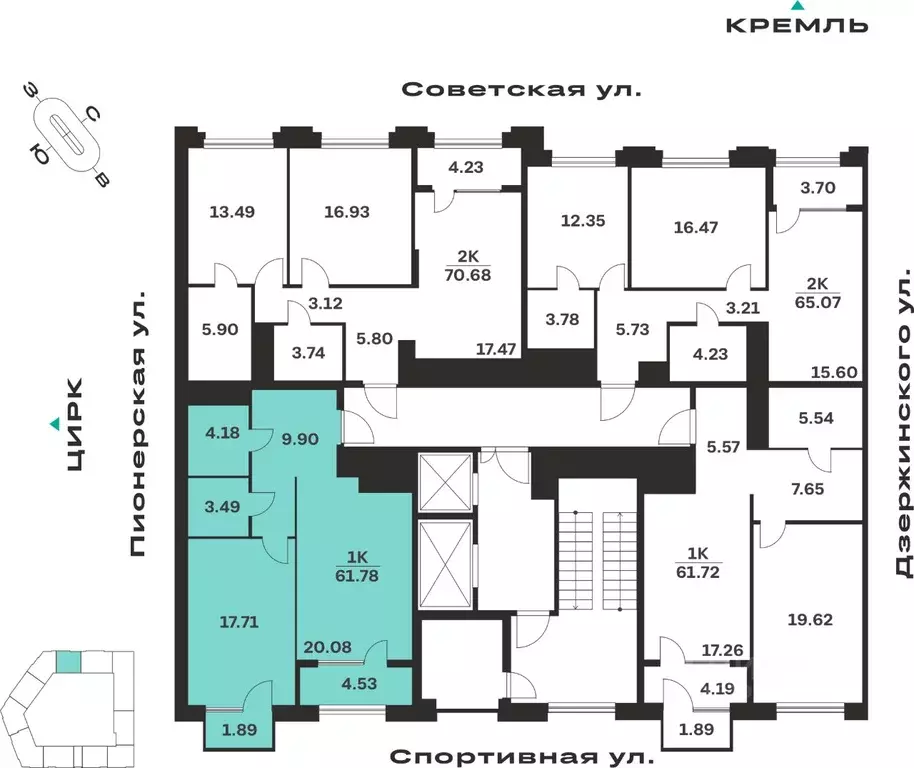 1-к кв. Тульская область, Тула ул. Болотникова, 4 (61.78 м) - Фото 2