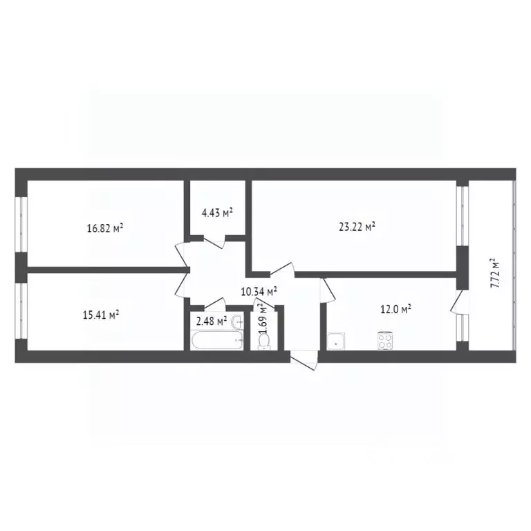 3-к кв. Брянская область, Брянск ул. Камозина, 34 (61.9 м) - Фото 2