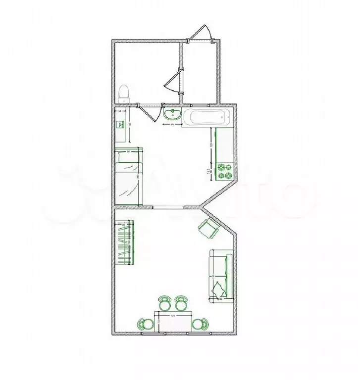 1-к. квартира, 35 м, 1/1 эт. - Фото 0