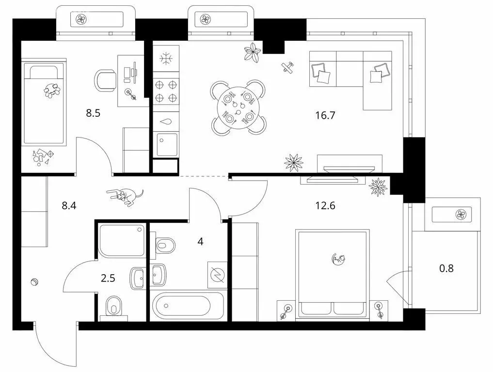 2-комнатная квартира: Казань, ЖК Сиберово, 3 (53.5 м) - Фото 1