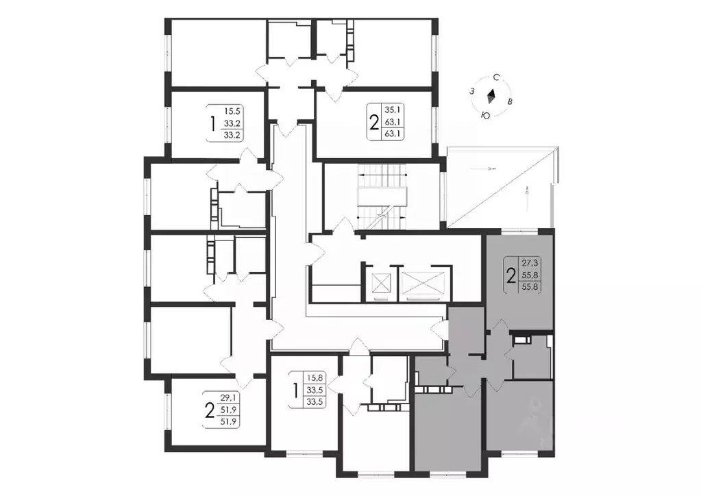 2-к кв. Воронежская область, Воронеж ул. Шишкова, 140Б/21 (55.8 м) - Фото 1