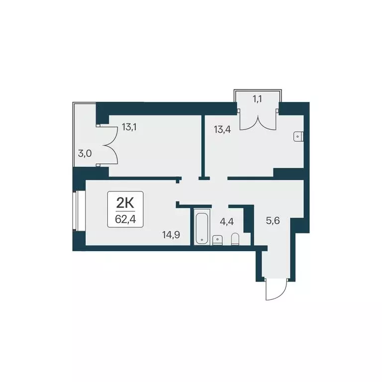 2-комнатная квартира: Новосибирск, ЖК Расцветай на Красном (62.4 м) - Фото 0