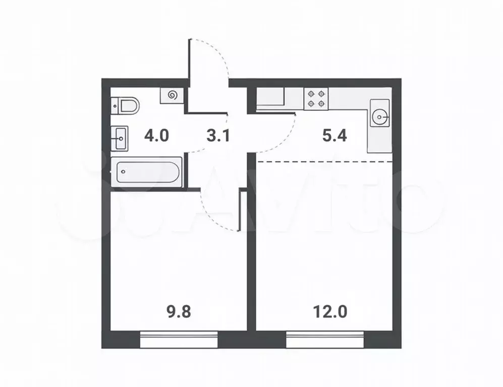 2-к. квартира, 34,3 м, 13/16 эт. - Фото 0