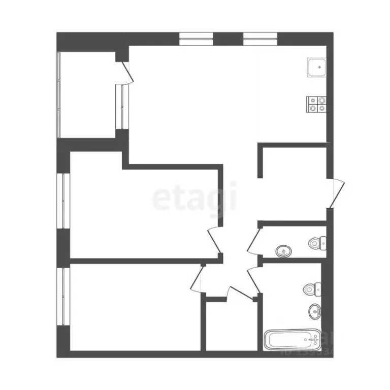 2-к кв. Тюменская область, Тюмень ул. Краснооктябрьская, 6 (60.7 м) - Фото 1