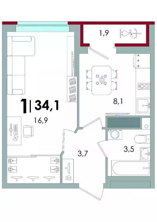 1-к кв. Тверская область, Тверь Южный мкр,  (34.1 м) - Фото 0