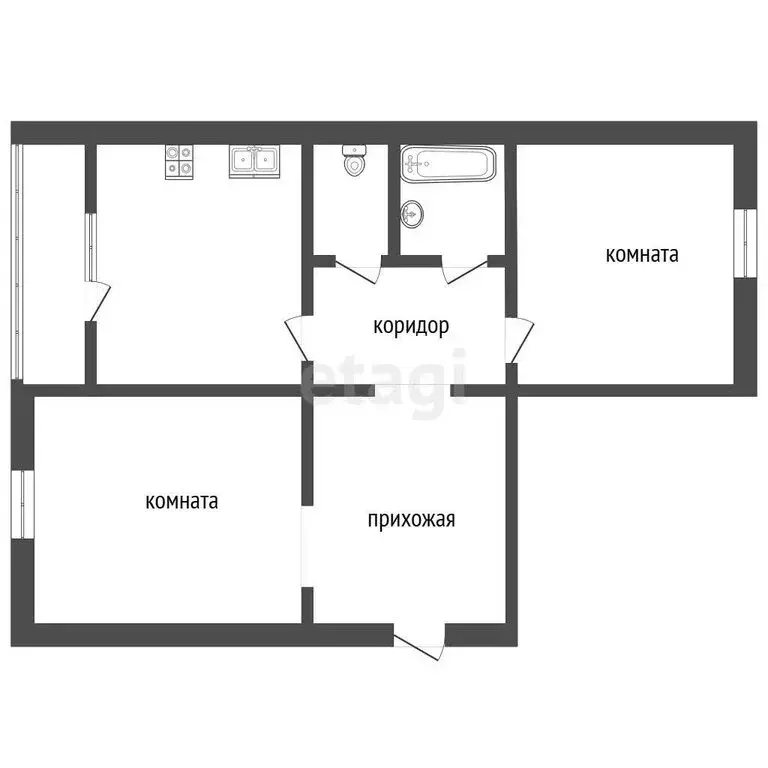 2-комнатная квартира: Ялуторовск, улица Дзержинского, 1 (52 м) - Фото 1