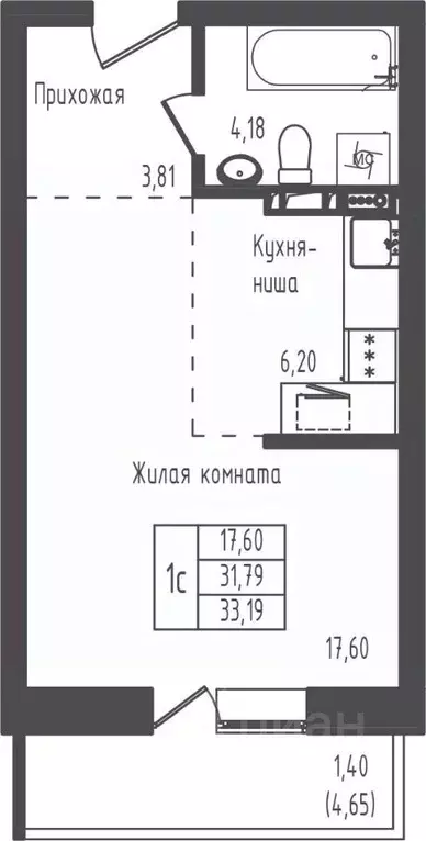 Студия Московская область, Дмитровский городской округ, д. Рыбаки ... - Фото 0