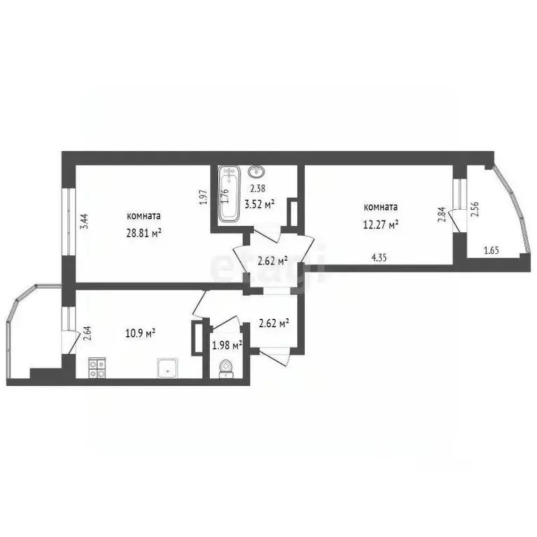 2-к кв. Московская область, Воскресенск ул. Ломоносова, 119к1 (52.5 м) - Фото 1