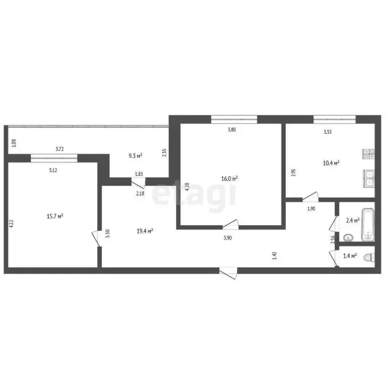 2-к кв. Ростовская область, Ростов-на-Дону просп. 40-летия Победы, ... - Фото 2
